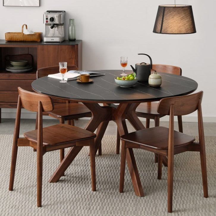 Black Walnut Solid Wood Round Dining Table