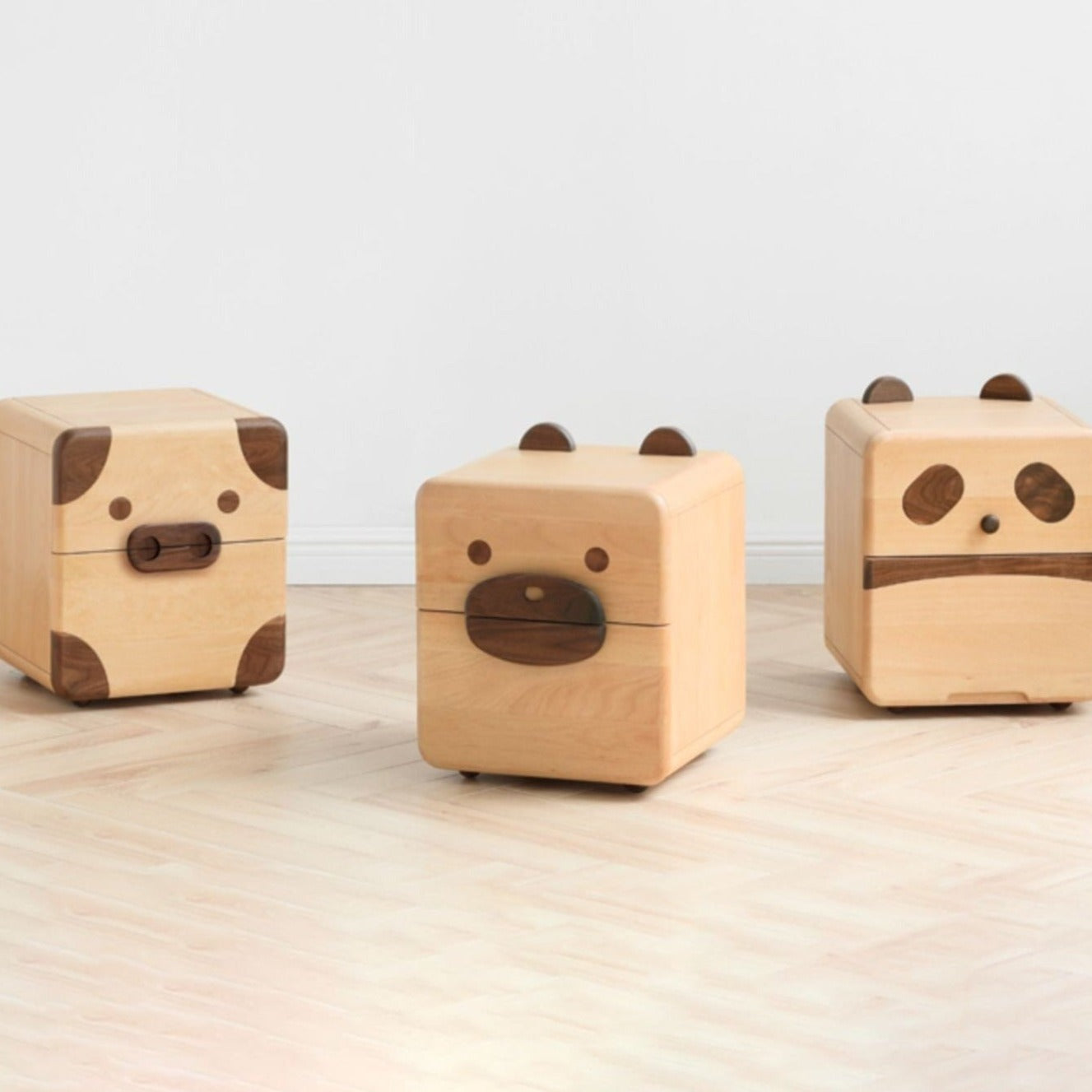 Beech Solid Wood Cartoon Nightstand