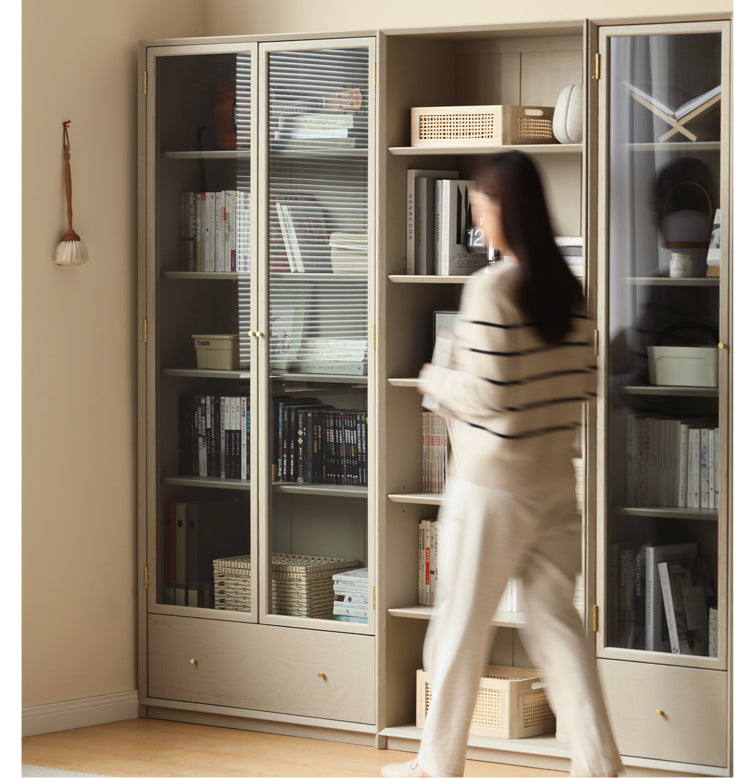 Oak Solid Wood Combination Bookcase Light Luxury, Floor-To-Ceiling Bookshelf