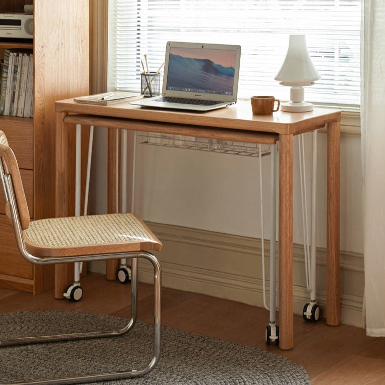 Oak Solid Wood Two-level Stackable Office Desks