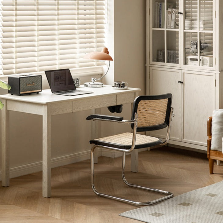 Oak Solid Wood Cream Style Office Desk