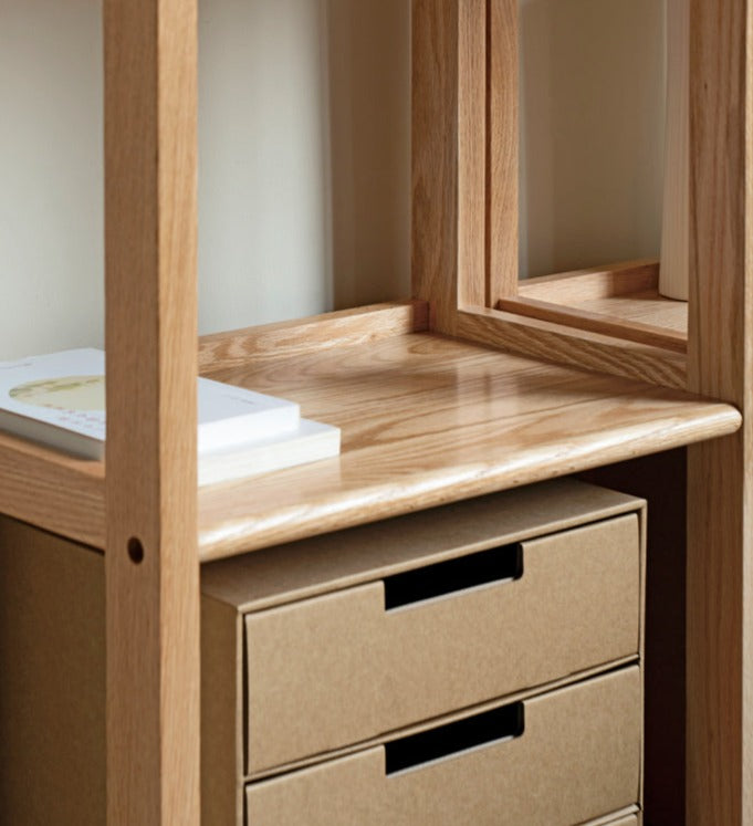 Oak Solid Wood Multi-Layer Bookshelf