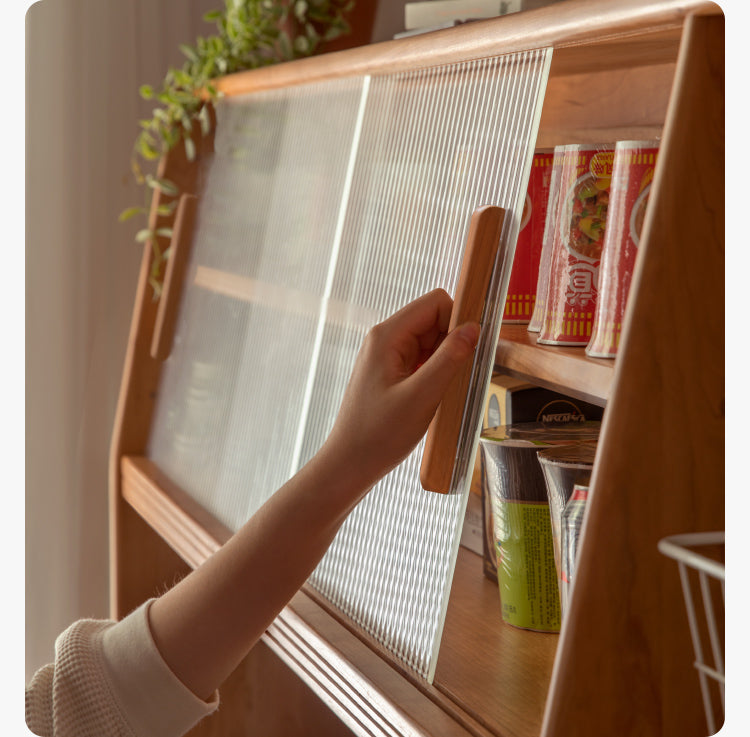 Cherry, Oak Solid Wood, Solid RubberWood Japanese Style Buffet Cabinet