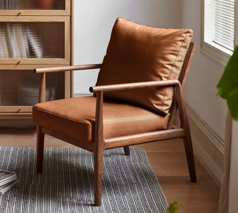 Black Walnut, Cherry, Sandalwood, Oak Solid Wood Leisure Armchair -