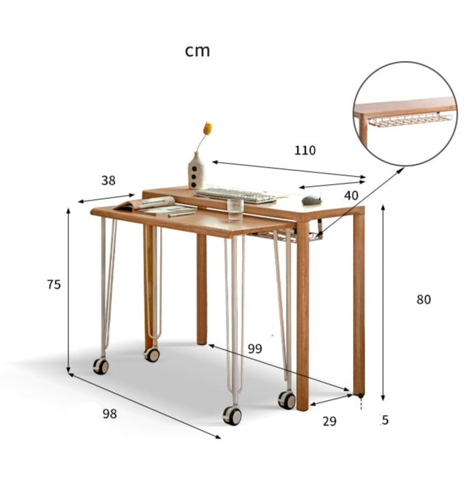 Oak Solid Wood Two-level Stackable Office Desks