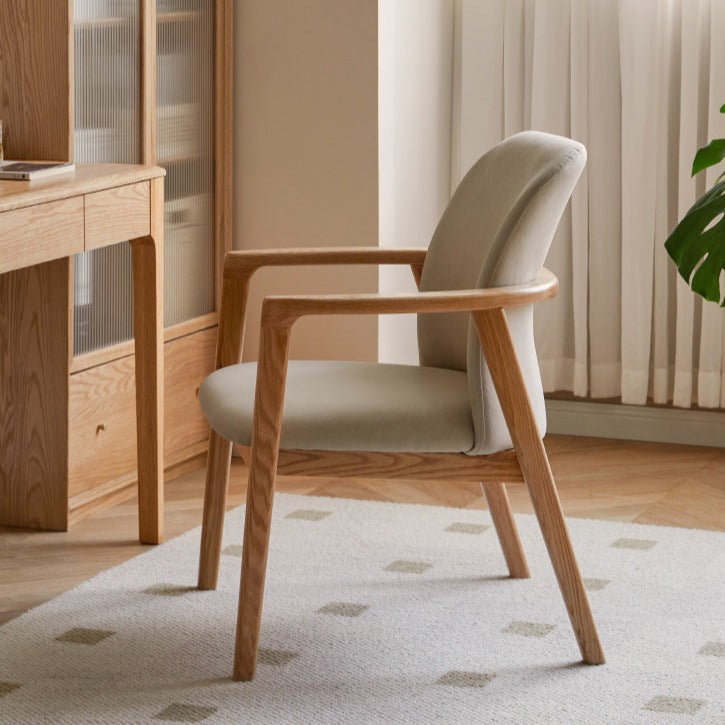 Ash, Oak Solid Wood Organic Leather Technology Cloth Chair