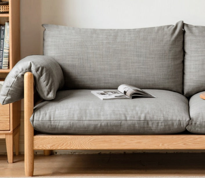 Oak Solid Wood Fabric Sofa.