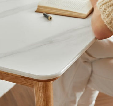 Oak Solid Wood Dining Table With Rock Slab Surface