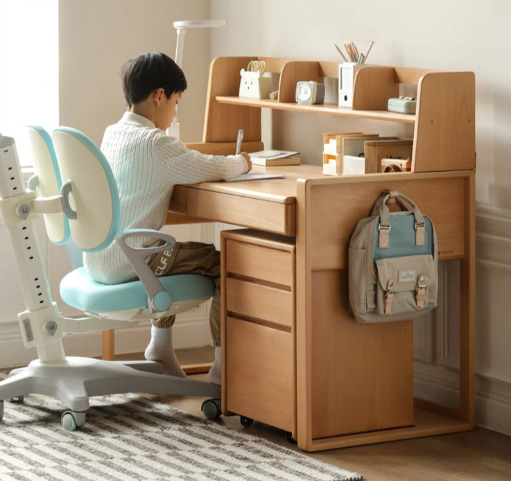 Beech Solid Wood Desk Can Be Lifted and Adjusted