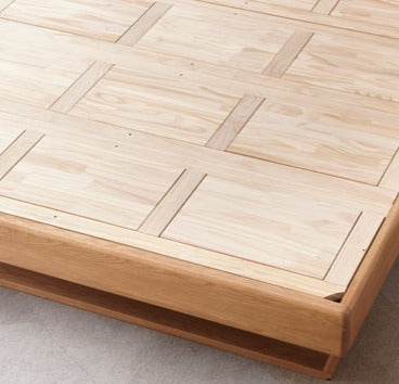 Oak solid wood Suspended platform bed, headboard-free bed with light