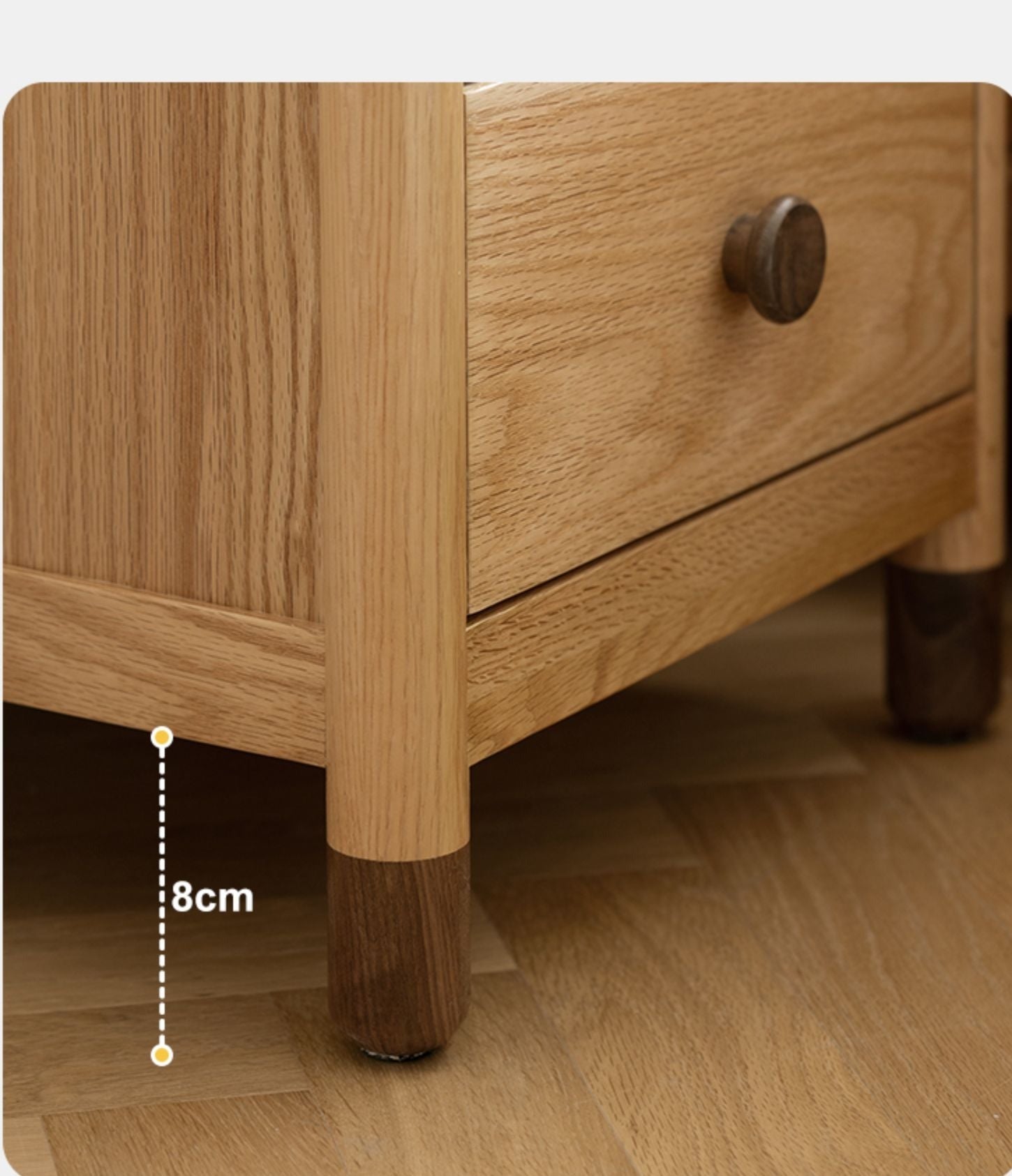 Oak, Beech Solid Wood Two-Drawer Nightstand