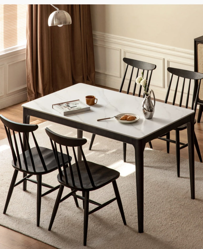 Oak Solid Wood, Solid RubberWood Dining Table Rock Slab Surface