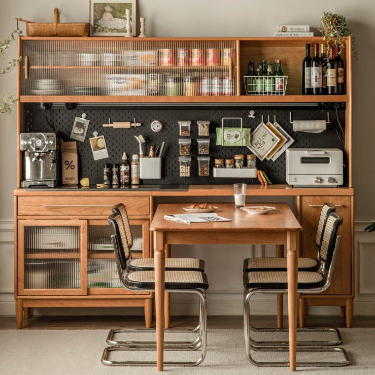 Cherry, Oak Solid Wood, Solid RubberWood Japanese Style Buffet Cabinet