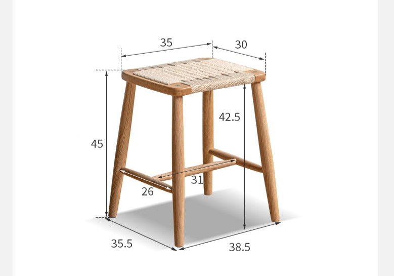 Cherry, Oak Solid Wood Rope Stool