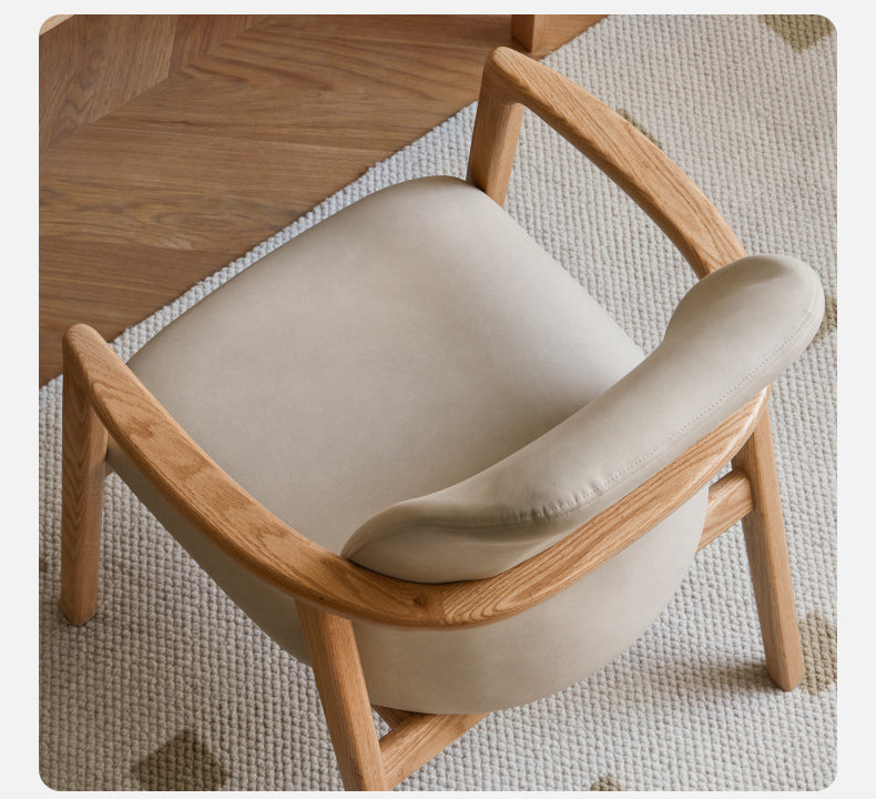 Ash, Oak Solid Wood Organic Leather Technology Cloth Chair