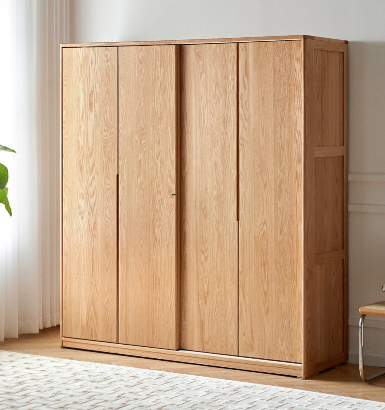 Oak Solid Wood Wardrobe Sliding Door-