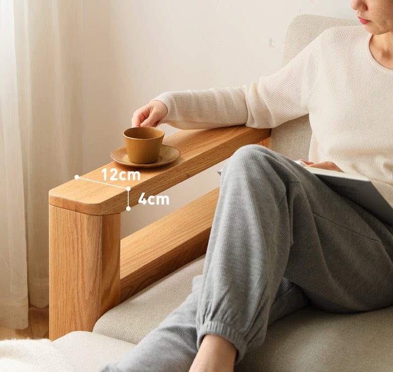 Solid Rubberwood, Oak Solid Wood Cotton Fabric Sofa