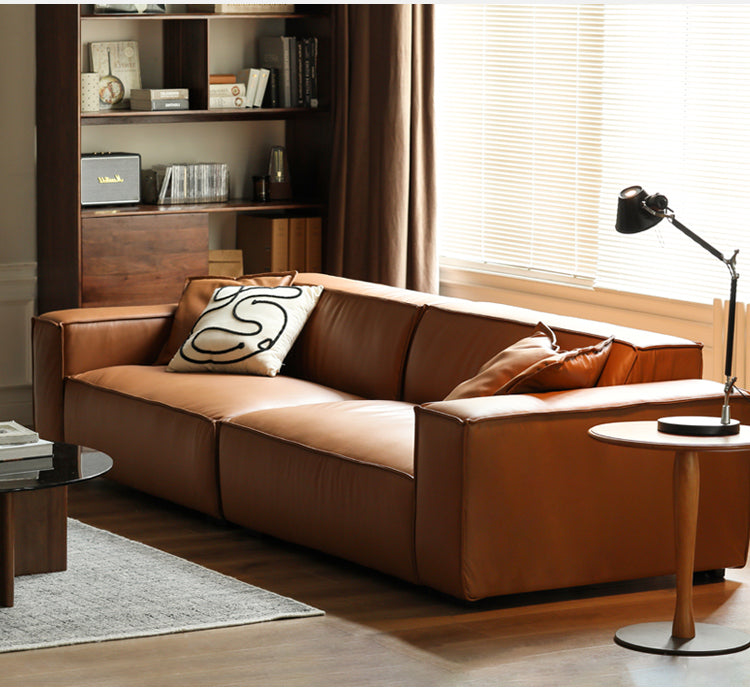 First Layer Cowhide Leather Sofa.