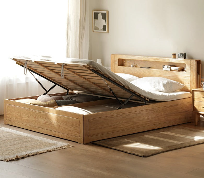 Oak Solid Wood Luminous Box Bed