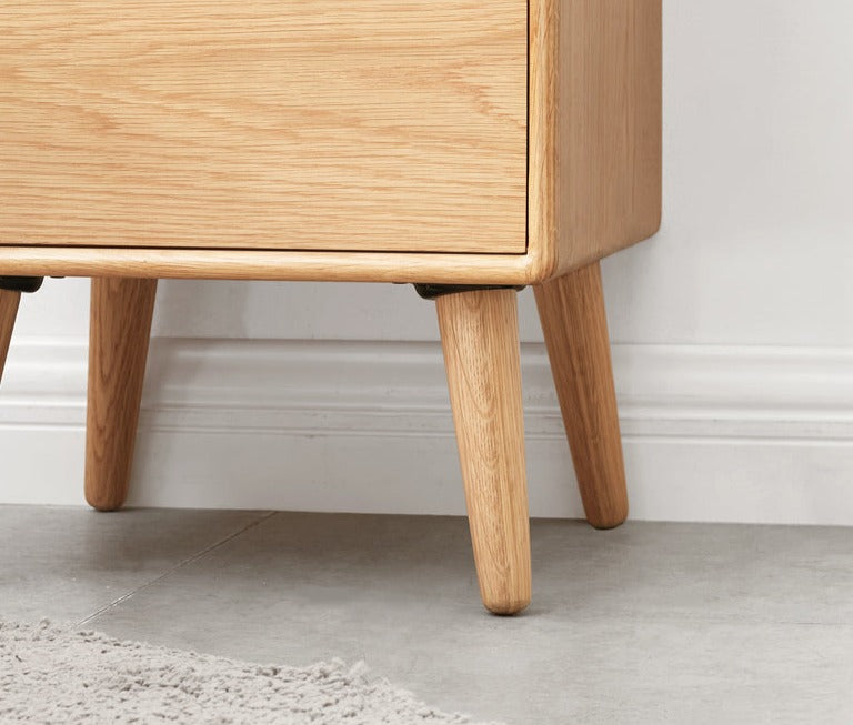 Oak Solid Wood, Solid Rubberwood Ultra-Narrow Nightstand.