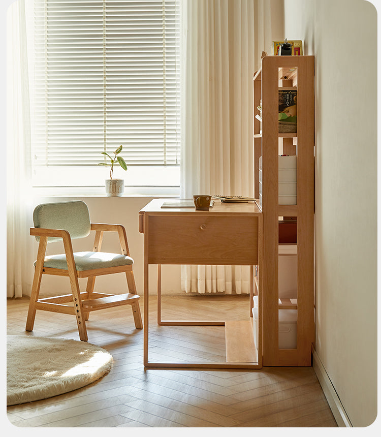 Beech, Oak Solid Wood Floor-To-Ceiling Bookshelf, Toy Storage
