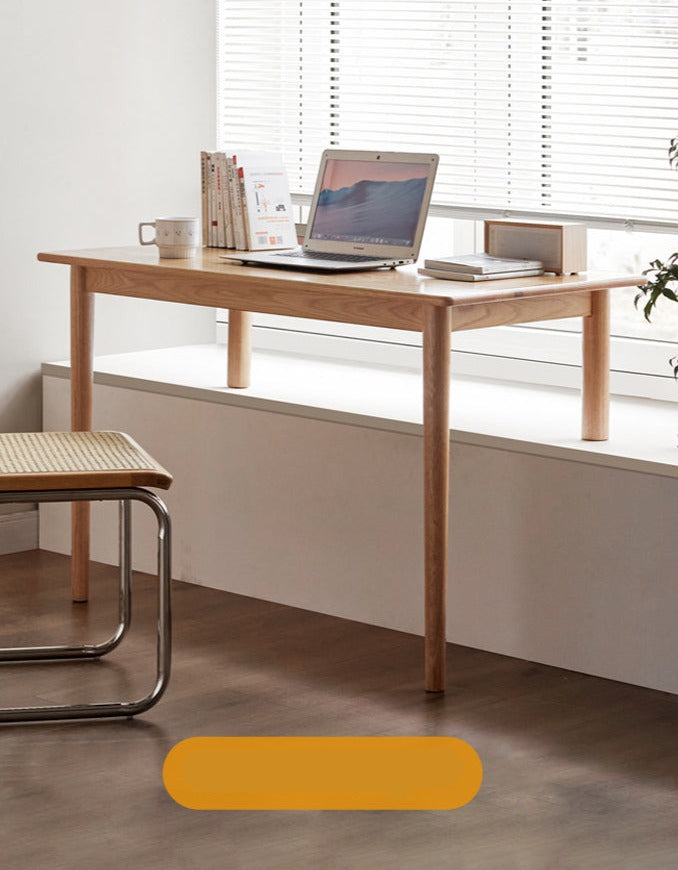 Oak Solid Wood Office Desk, Bay Window Desk