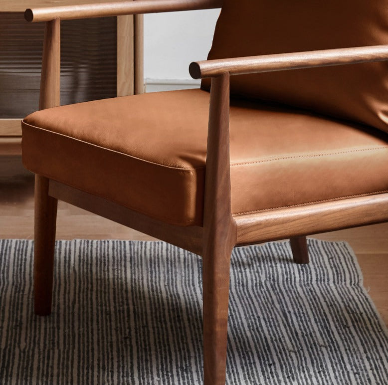 Black Walnut Solid Wood Leisure Armchair & Footstool )