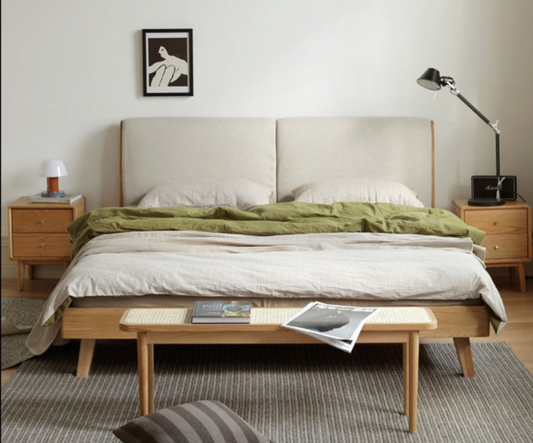Rubberwood, Oak solid wood Soft Bed