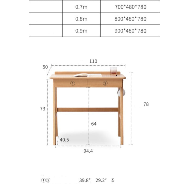 Oak Solid Wood Office Desk, Console Table