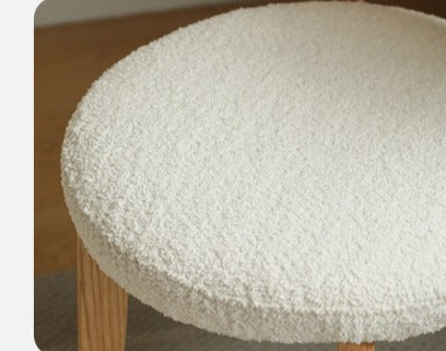 Oak Solid Wood Makeup Stool Lamb Velvet