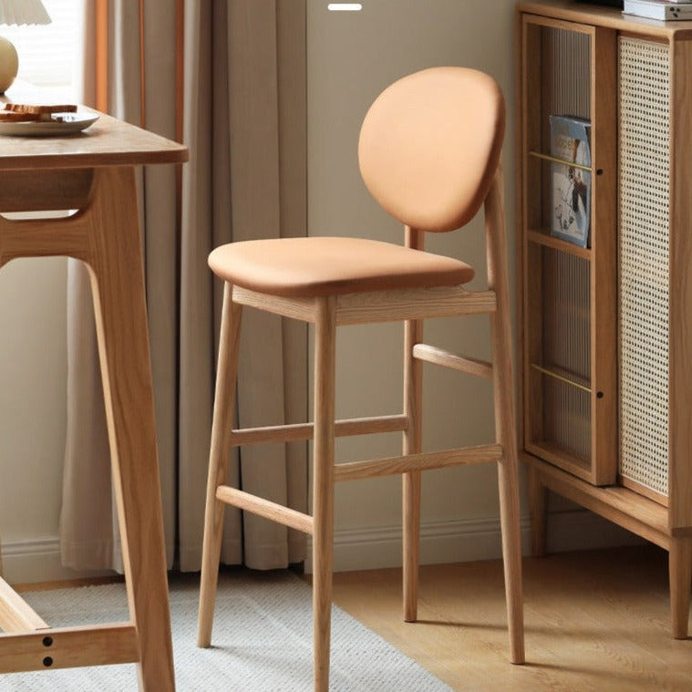 Oak Solid Wood Soft Japanese Modern Bar Chair