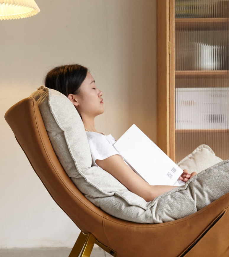 Leather Technology Cloth Lounge Eggshell Armchair