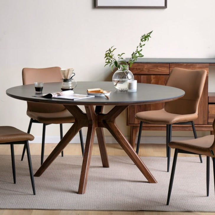 Black Walnut Solid Wood Round Dining Table