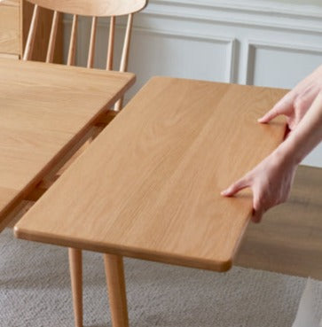 Oak Solid Wood Retractable Large Tabletop Dining Table