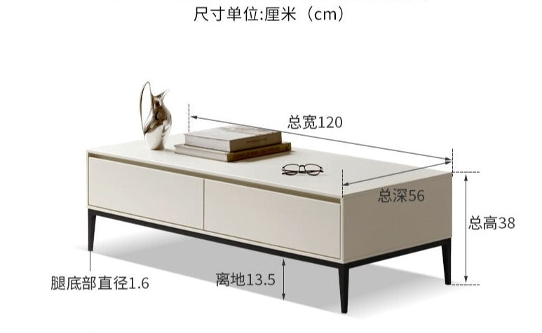 Elegant creamy white сoffee table Ash solid wood