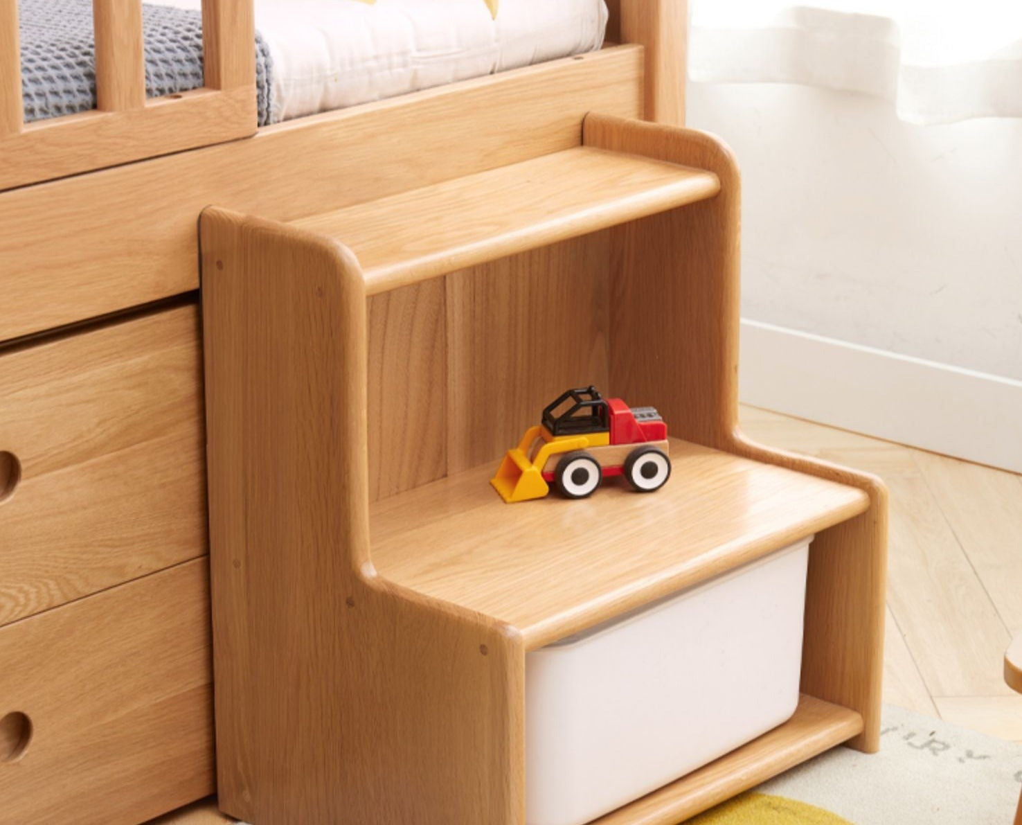 Oak, Beech Solid Wood, Solid RubberWood Small Footstool