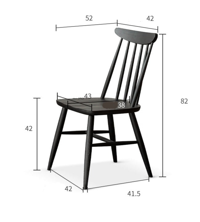 4 Pcs Oak Solid Wood Windsor Smoked Dining Chair
