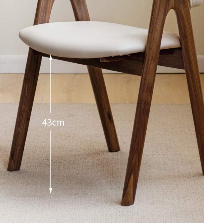 Black Walnut, Oak Solid Wood, Solid RubberWood Organic Leather, fabric Armchair 4 pcs