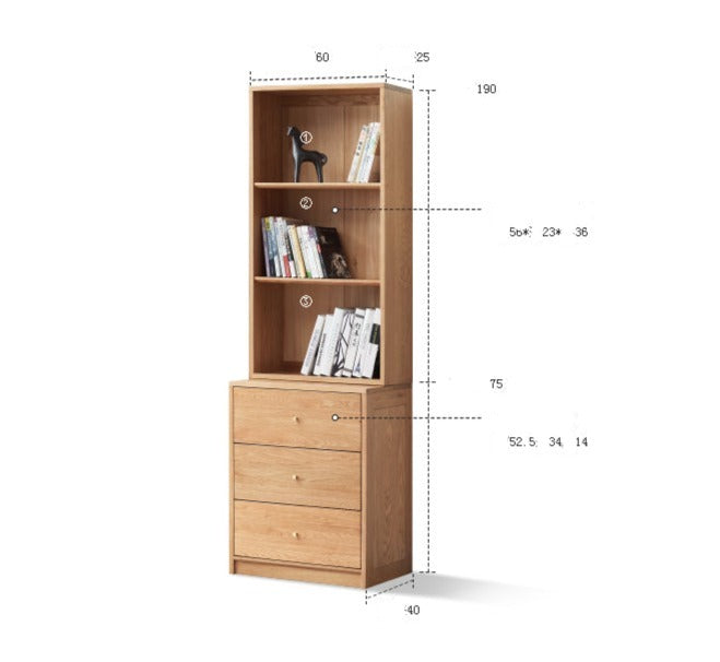 Oak Solid Wood Floor-To-Ceiling Bookshelf