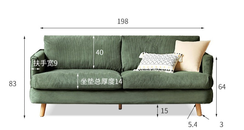 Velvet Retro Straight-row Sofa