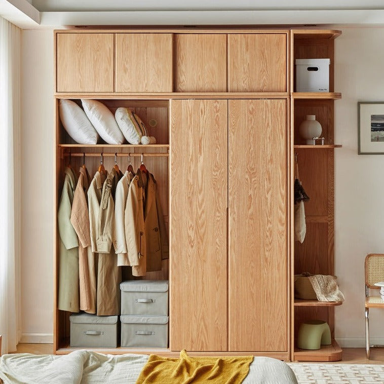 Oak Solid Wood Wardrobe Sliding Door-