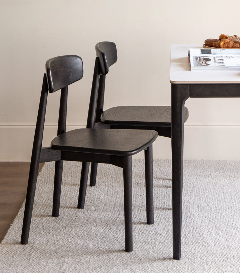 4 Pcs Oak Solid Wood, Solid Rubberwood Black Chair