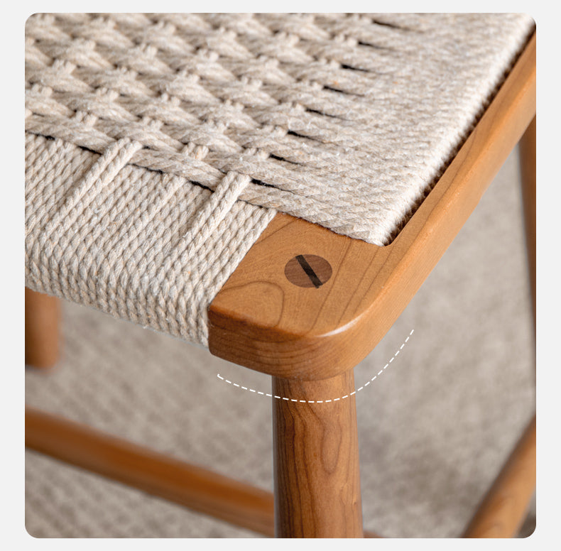 Cherry Solid Wood Rope Stool