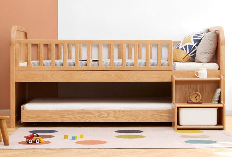 Oak solid wood Multi-function wide storage box bed<