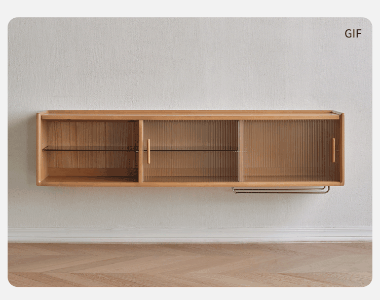 Oak Solid Wood, Solid Rubberwood Wall-Mounted Sideboard Cabinet Locker