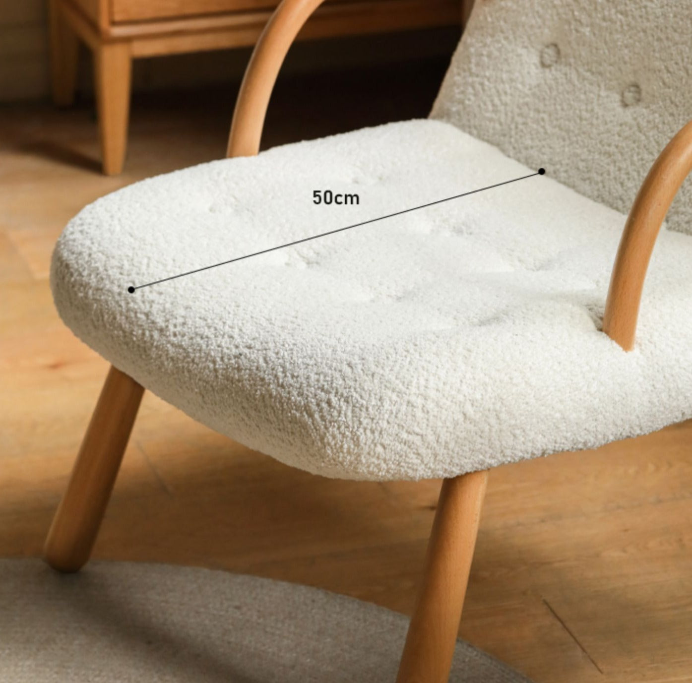 Beech Solid Wood Lamb Velvet Alpaca White Armchair)