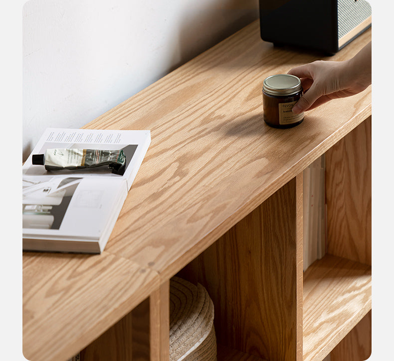 Black Walnut, Oak Solid Wood Low Bookcase, Modern Modular Storage Shelf Cabinet