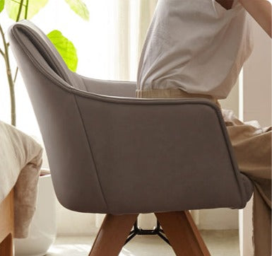 Beech Solid Wood Rotating Chair Organic Leather