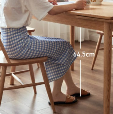 Oak Solid Wood Retractable Large Tabletop Dining Table