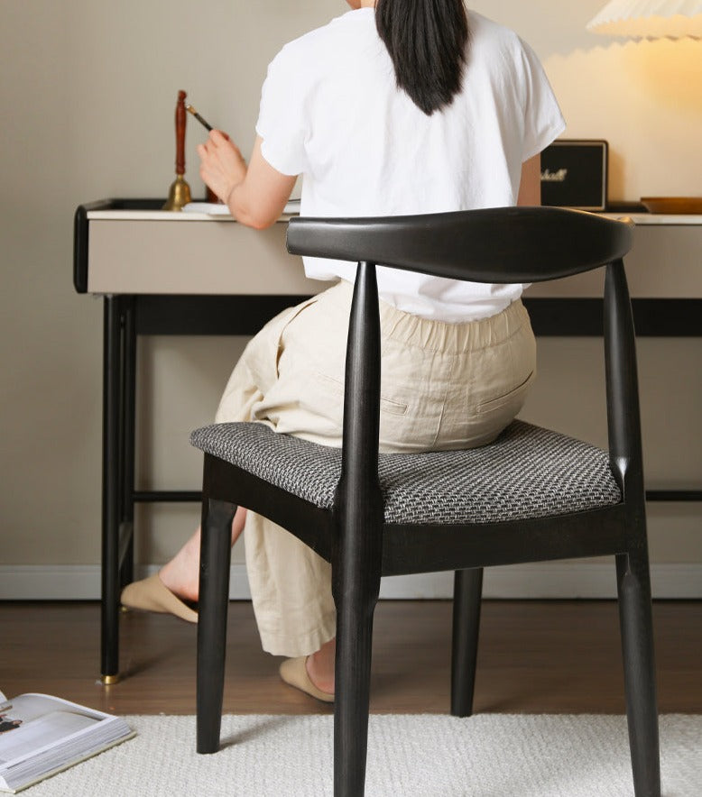 Set 4 pcs White Ash Solid Wood Horn Presidential Chair